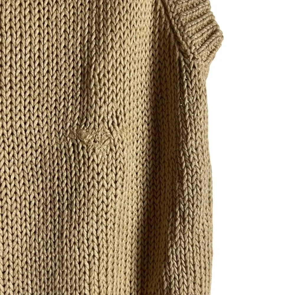 Polo Ralph Lauren Linen Cotton Tan Knit Sleeveless Crewneck Sweater Vest Size L